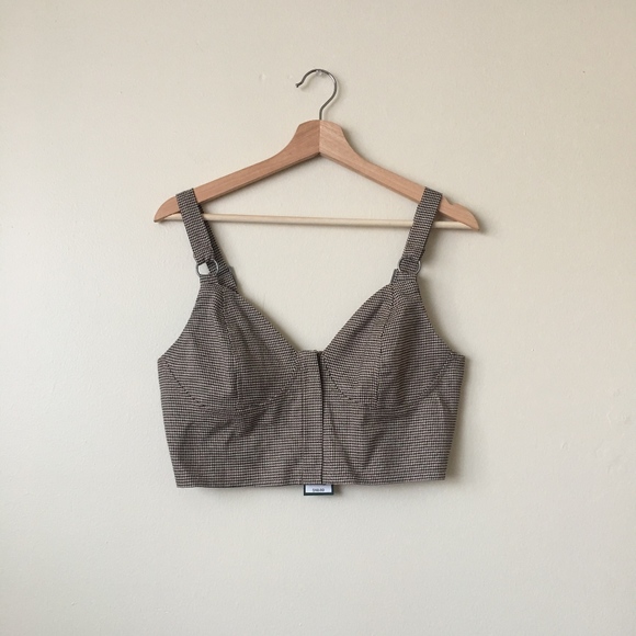 ⚡️NWT! Wild Fable Brown Plaid Bra Bustier Crop Top - Picture 5 of 8